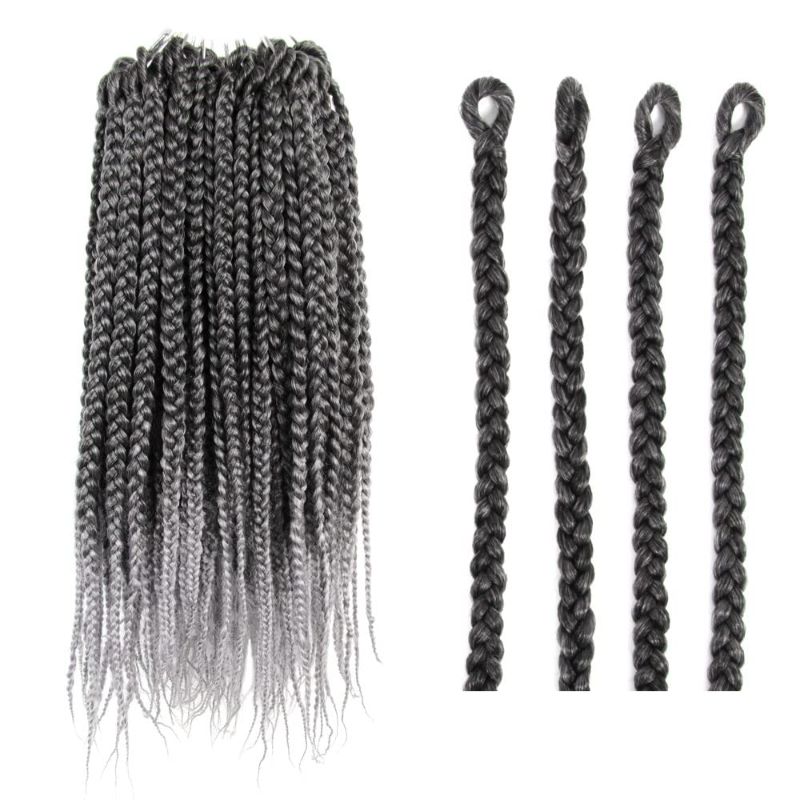 Photo 1 of BOHOBABE Box Braids Crochet Hair 10 Inch 8 Packs Prelooped,Short Crochet Box Braiding Hair (T1B/Gray)
