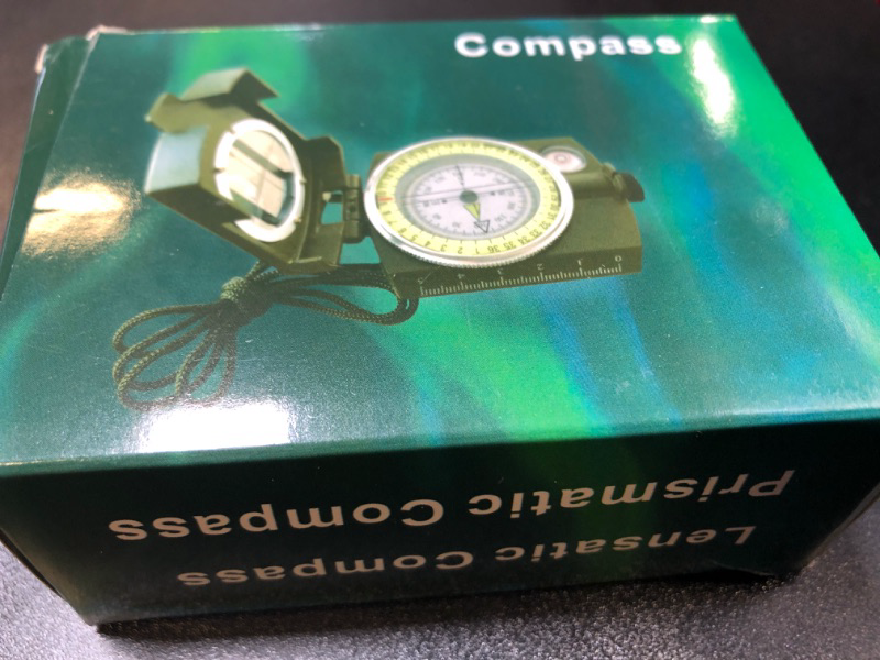 Photo 2 of GUCOO Military Lensatic Compass for Hiking Survival Camping Hunting Gifts Army Waterproof Pocket Compass for Men Magnetic Map Metal Tactical Large Navigation Tritium Compass with Mirror Light Green