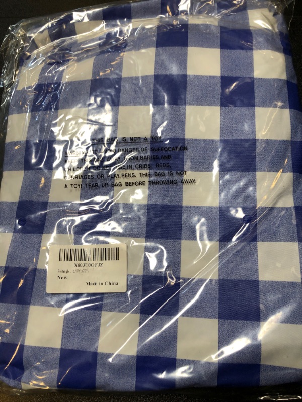 Photo 1 of Vinyl Fitted Tablecloth with Elastic Edge-Waterproof Rectangle Table Cover for 6 Foot Folding Tables Blue Plaid Table Cloth with Flannel Backing for Indoor Outdoor Dinning Picnic Party 30x72 Inches Rectangle 30"x72" Blue and White Plaid