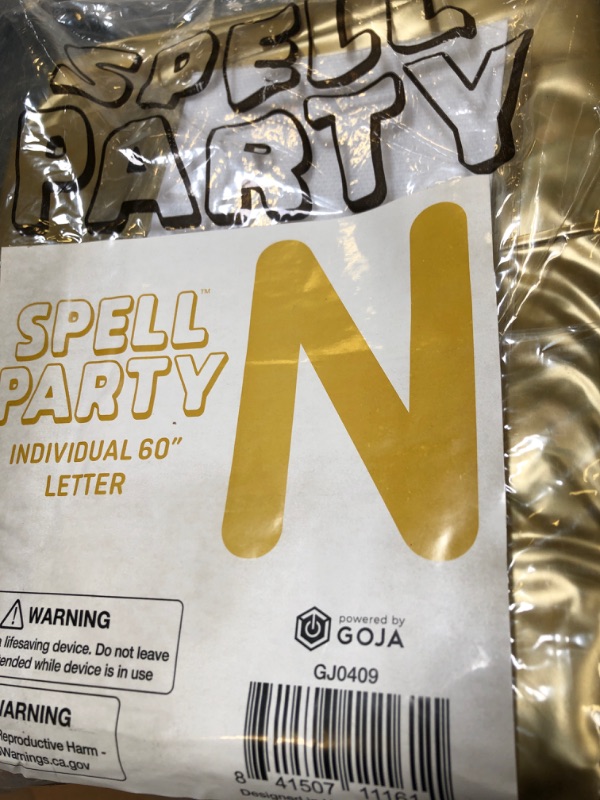 Photo 2 of Spell Party XL Pool Party Decorations Inflatable Float Single Letter by Large 60Gold Alphabet Letter (N) Balloon Indoor Outdoor Decor - Backdrop Banner