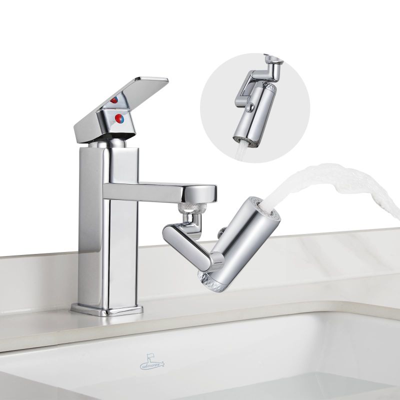 Photo 1 of SUBMARINE Universal 1080 Swivel Robotic Arm Swivel Extension Faucet Aerator, Splash-Proof Faucet Extender, Sink Faucet Attachment With Two Water Outlet Modes, Used For Kitchen And Bathroom Faucets Sliver