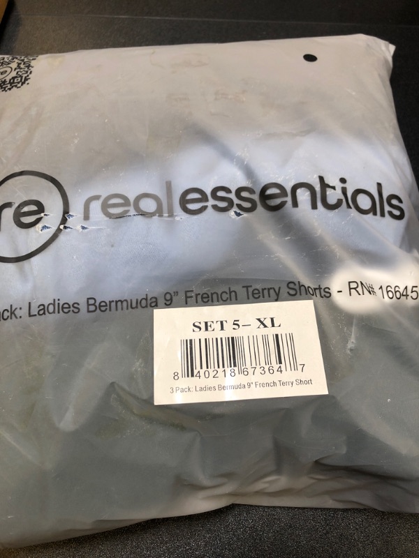 Photo 2 of Real Essentials 3 Pack: Womens Cotton French Terry 9 Bermuda Short Pockets-Casual Lounge Athletic XL