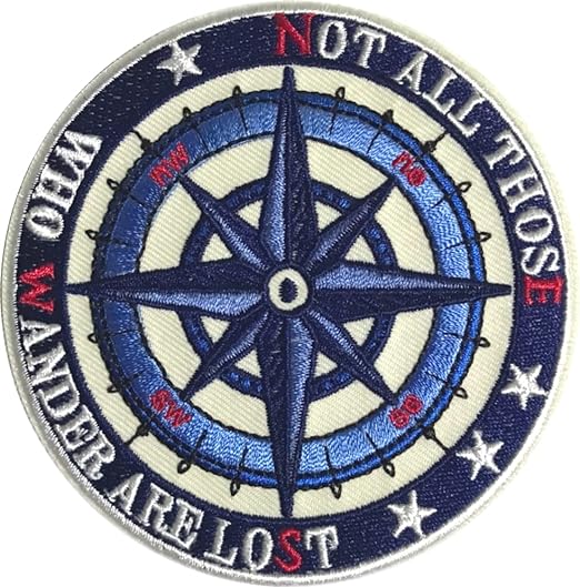 Photo 1 of PatchClub Not All Those Who Wander are Lost Patch - 3.5 inches, Compass Hiking Adventure Outdoor Patch - Cool Embroidered Patch - Iron On/Sew On Patches
