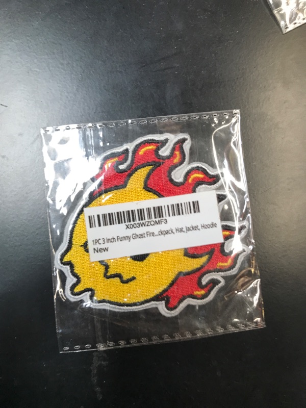 Photo 1 of 1PC 3 inch Funny Ghost Fire Embroidered Iron On/Sew On for Backpack, Iron On Embroidered Patch, Cool Patch, Embroidered Iron On/Sew On for Backpack, Hat, Jacket, Hoodie… Style 7