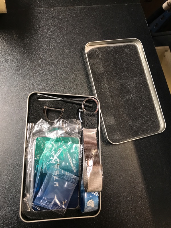 Photo 1 of Tesla Key Card Holder with Keychain for Model Y, Model 3 Metal Key Fob Cover (Gradient Blue, 2 PCS)