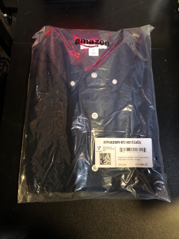 Photo 1 of Amazon Essentials Men's Slim-Fit Long-Sleeve Oxford Shirt XX-Large Navy