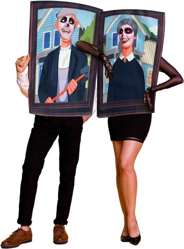 Photo 1 of 2 Pcs Couples Halloween Costumes for Adults Funny Food Couples Costume Butter and Jelly Costume Frame Painting Outfit
