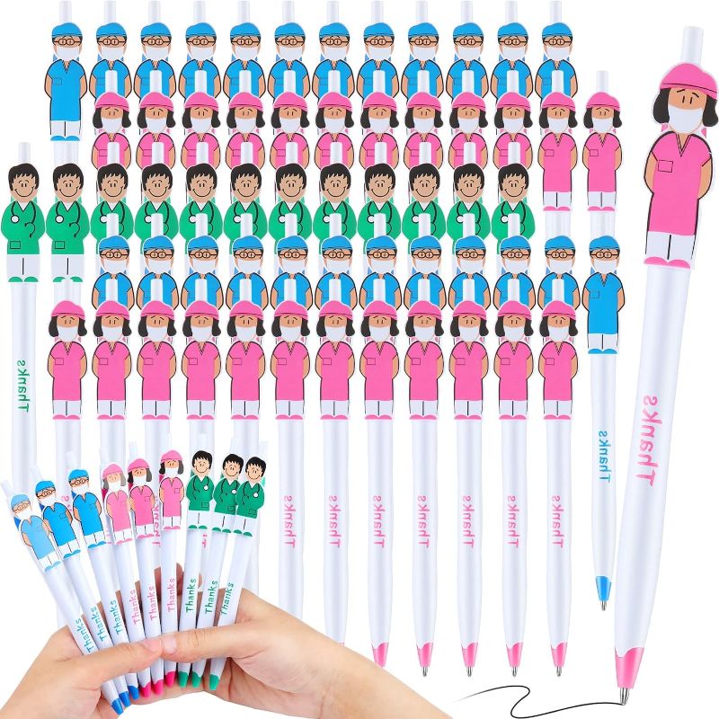 Photo 1 of 150 Pcs Nurse Ballpoint Pens Christmas Gifts Thanks Nursing Pens for Nurses Doctor Pens Bulk Cartoon Black Ballpoint Pens for Nurse Students Workers Office Appreciation Gifts
