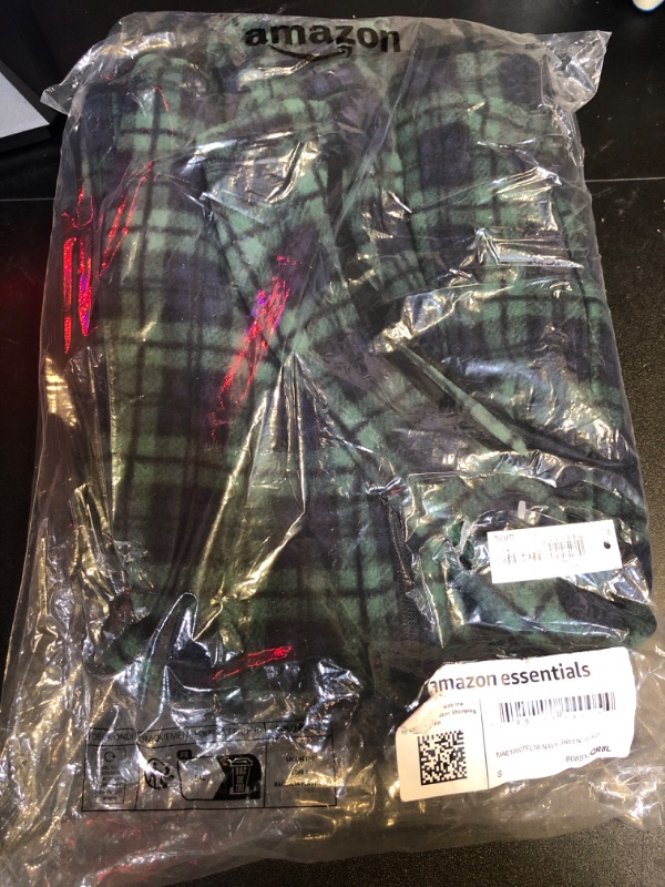 Photo 1 of Amazon Essentials Men's Full-Zip Polar Fleece Vest (Available in Big & Tall) Polyester Dark Green Navy Tartan Plaid 
 SIZE SMALL 