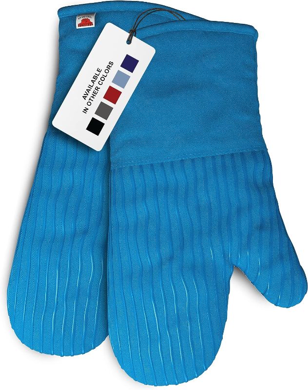 Photo 1 of Heat-Resistant Oven Mitts - Set of 2 Silicone Kitchen Oven Mitt Gloves, Turquoise
