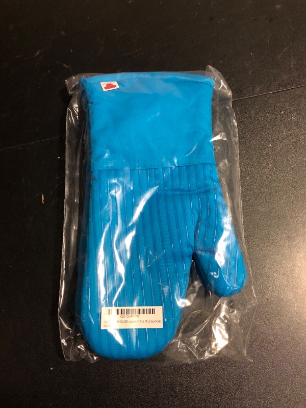 Photo 2 of Heat-Resistant Oven Mitts - Set of 2 Silicone Kitchen Oven Mitt Gloves, Turquoise
