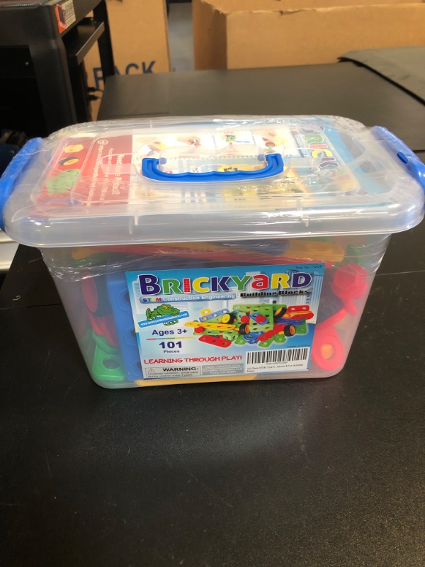 Photo 2 of Brickyard Building Blocks STEM Toys - Educational Building Toys for Kids Ages 4-8 with 101 Pieces, Tools, Design Guide and Toy Storage Box, Gift for Boys & Girls