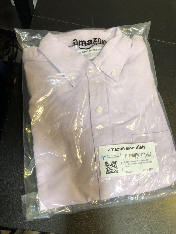 Photo 2 of Amazon Essentials Men's Regular-Fit Short-Sleeve Pocket Oxford Shirt Medium Lavender