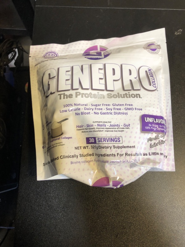 Photo 2 of Genepro Protein Powder Unflavored - Protein Collagen Powder for Hair, Skin & Nails - Gluten Free Protein Powder Zero Sugar - Lactose Free & Non-GMO Keto Collagen Powder for Joint Health (30 Servings) EXP 07/2027