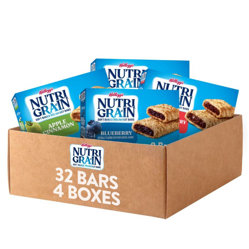 Photo 1 of Nutri-Grain Soft Baked Breakfast Bars, Kids Snacks, Whole Grain, Variety Pack (8 bars in each box, 4 Boxes, 32 Bars), Strawberry, Blueberry, Apple cinnamon 10.4oz  EXP SEP 22 2024
