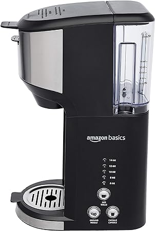 Photo 1 of Amazon Basics Drip Coffee Maker with K-Cup, 14 Oz, Black and Stainless steel, 5.98"D x 9.44"W x 14.17"H