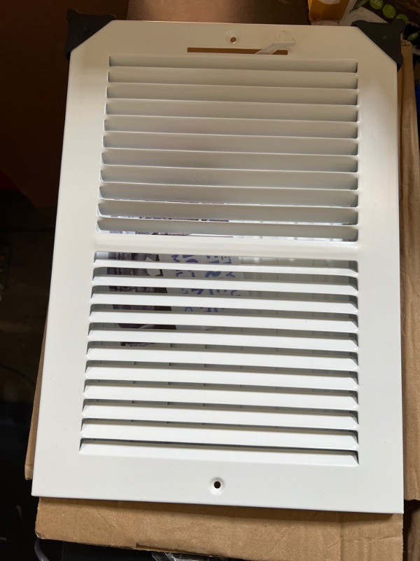 Photo 2 of 12"w X 8"h 2-Way-Vertical AIR SUPPLY GRILLE - VENT COVER & DIFFUSER - Flat Stamped Face - White [Outer Dimensions: 13.75"w X 9.75"h] 12 x 8 - 2 Way White