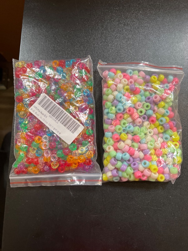 Photo 1 of 1500PCS Pony Beads for Bracelet Making?Plastic Beads for Hair Braids?Candy Pony Beads for Crafts?Kandi Jewelry, Key Chains and Ornaments Decorations?Beads for Jewelry Making Spring color large Pack-1500pcs  2 bags 