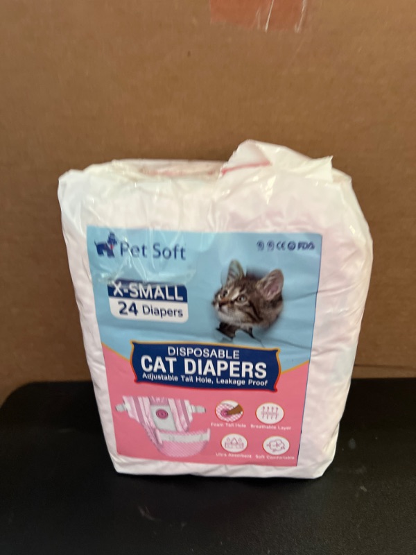 Photo 2 of Pet Soft Disposable Cat Diapers - Diapers for Female & Male Cats, Puppy Doggie Diapers for Female Dogs with Adjustable Foam Tail Hole, 24pcs XSmall X-Small (24Pcs, Pinkk)