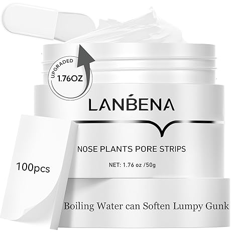 Photo 1 of )LANBENA Nose Strips for Blackheads (1.76 Oz), 100 pcs Nose Plants Pore Strips, Blackhead Remover Mask, NOTE: Place Bottle in Boiling Water for 5 min to Soften Dry/Solid Cream