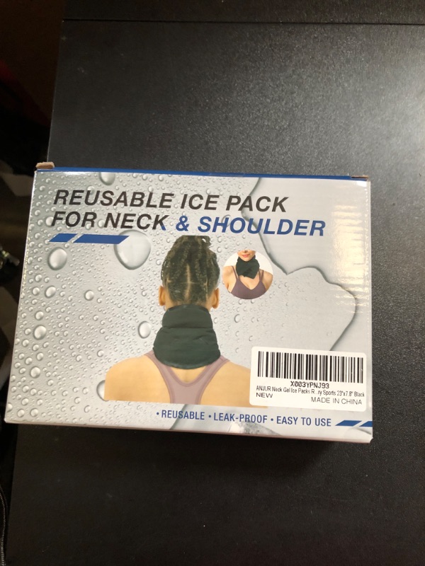 Photo 1 of Neck Gel Ice Packs Reusable for Injuries, Flexible Hot & Cold Gel Ice Pack Wrap for Back Shoulder Knee Pain Relief After Surgery Sports 23''x7.8'' Black
