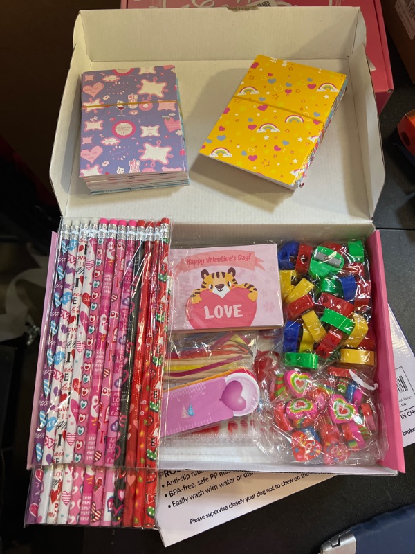 Photo 2 of 28Pack Valentines Day Gifts for Kids 175 PCS Assorted Stationery Set for Valentine’s School Classroom Exchange Party Favor Goodie Bag Stuffers,Valentines Prizes Bulk Toys Includes Cards Pencil Erasers