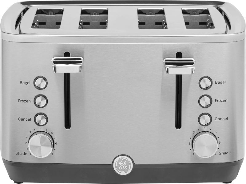 Photo 1 of GE Stainless Steel Toaster | 4 Slice | Extra Wide Slots for Toasting Bagels, Breads, Waffles & More | 7 Shade Options for the Entire Household to Enjoy | Countertop Kitchen Essentials | 1500 Watts
