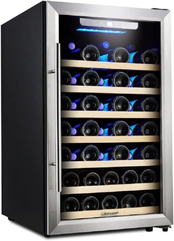 Photo 1 of Kalamra KRC-52SZF 4.2 Cu.ft 50 Bottle Single Zone Wine Refrigerator with S/S Door and Handle, Black
