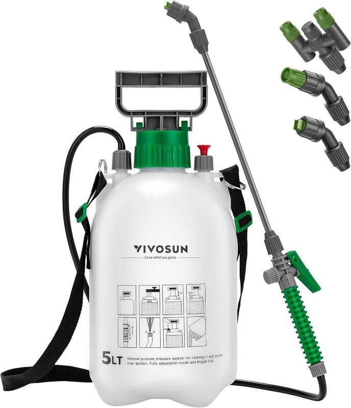 Photo 1 of 1.3 Gallon Pressure Sprayer 3 Water Nozzles with Adjustable Shoulder Strap
