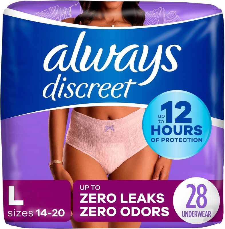 Photo 1 of Always Discreet Adult Incontinence Underwear, Maximum Absorbency, Large, 28 Count