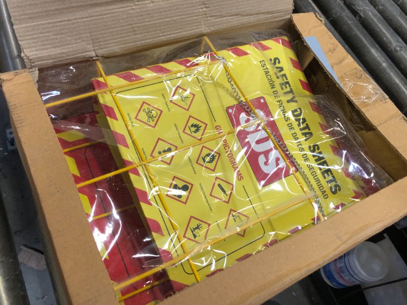 Photo 1 of MSDS Wall Station - 3 Inch 3 Ring Material Safety Data Sheet Binder with SDS Wire Rack and Display Sign