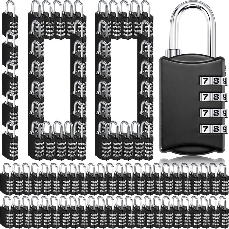 Photo 1 of 100 Pcs 4 Digit Combination Lock Bulk Small Combo Locks Luggage Travel Number Locks Combination Padlock Outdoor Waterproof Locks for Locker Gym Traveling Suitcases Baggage Toolbox Black
