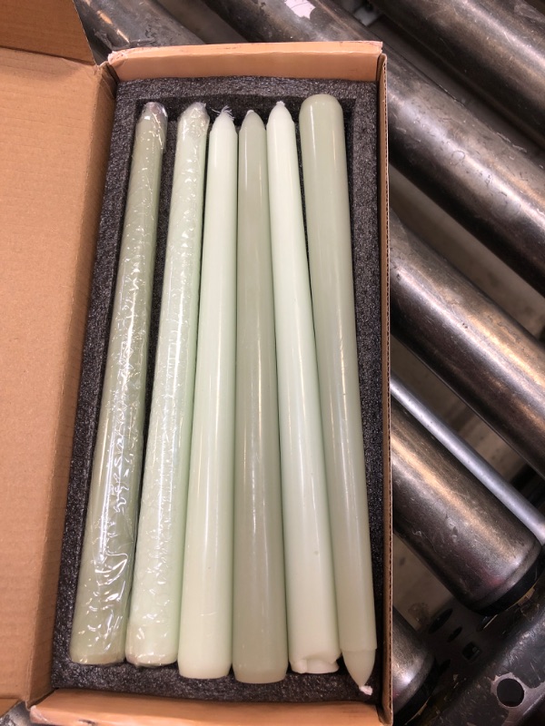 Photo 2 of 10 Inch Green Taper Candles Set of 12 Unscented Smokeless Long Tall Tapered Candle for Candlesticks Sticks Wedding Advent Home Decor Dinner Christmas