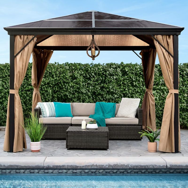 Photo 1 of ***BOX 1 OF 3, FOR PARTS ONLY*** Best Choice Products 10x10ft Hardtop Gazebo, Outdoor Aluminum Canopy for Backyard, Patio, Garden w/Side Curtains, Mosquito Netting, Zippered Door
