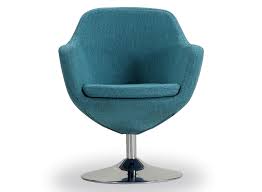 Photo 1 of Manhattan Comfort Caisson Mid Century Modern Faux Leather Swivel Accent Chair with Polished Chrome Base, Blue Blue Fabric