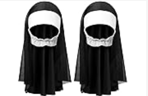 Photo 1 of 2 Pieces Halloween Nun Costume  Headpiece, Black and White