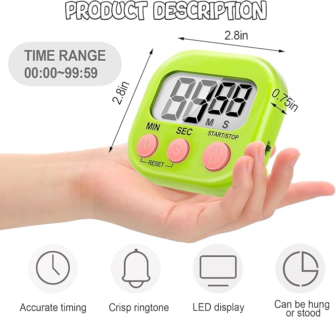 Photo 1 of 2Pack Kitchen Timer Digital Cooking Timer Loud Alarm Digital Timer,Magnetic Stand Kitchen Timer with ON/Off Switch,Kitchen Timer for Cooking