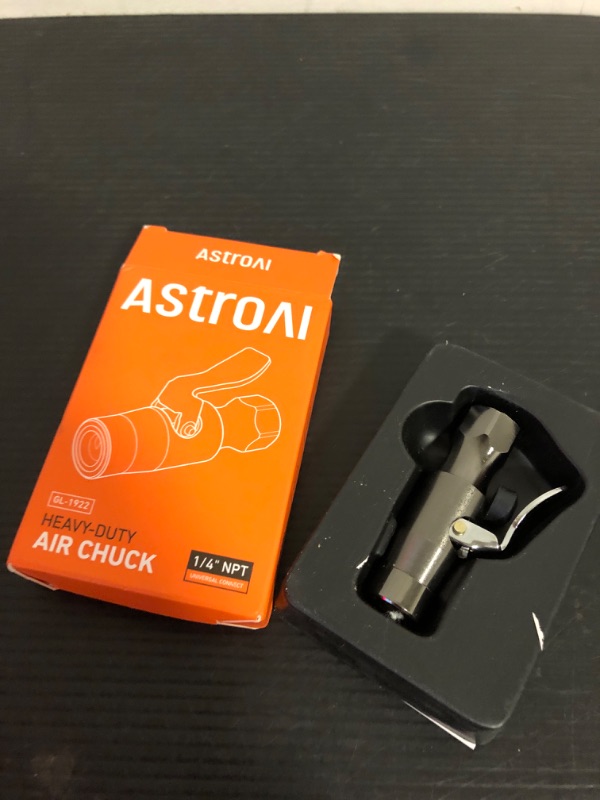 Photo 2 of AstroAI Air Chuck, No Air Leakage Double Jaws Lock on Tire Chuck, Open Flow Heavy Duty Brass and Stainless Steel Air Chuck with Clips for Inflator Gauge Compressor Accessories