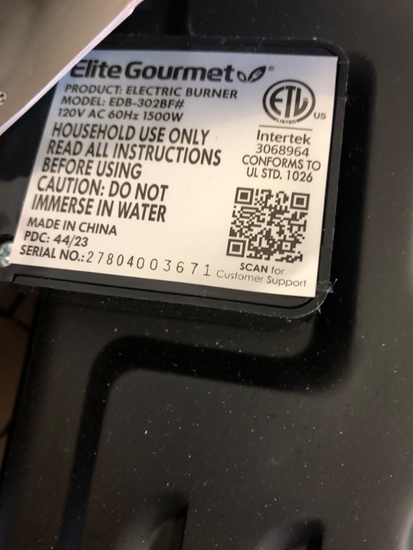 Photo 3 of Elite Gourmet EDB-302BF# Countertop Double Cast Iron Burner, 1500 Watts Electric Hot Plate, Temperature Controls, Power Indicator Lights, Easy to Clean, Black Cast Double