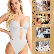 Photo 1 of Size S--Women Shapewear Backless Body Shaper Plus Size Plunge Invishaper Low Back Thong Bodysuits Open Crotch Daily Use Bra