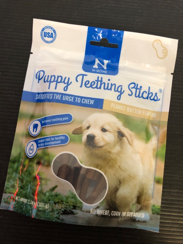 Photo 1 of exp date 03/2025--N-Bone Puppy Teething Sticks Peanut Butter Flavor, 3.74-oz Bag Peanut Butter 3.7 Ounce (Pack of 1)