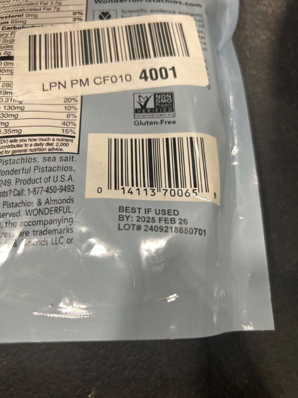 Photo 2 of Wonderful Pistachio No Shells, Roasted and Lightly Salted Nuts, 12 Ounce Resealable Bag, Protein Snack, On-the Go, Individually Wrapped Healthy Snack (12 oz) Lightly Salted 12 Ounce (Pack of 1)
