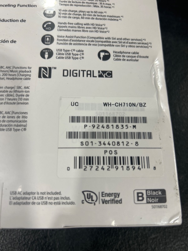 Photo 4 of Sony Noise Cancelling Headphones WHCH710N: Wireless Bluetooth Over the Ear Headset with Mic for Phone-Call, Black Black WHCH710N
