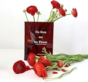 Photo 1 of Acrylic Book Vase for Flowers - Aesthetic and Versatile Decor, Unique Flower Vase,Clear Color Book Desing for Home/Bedroom/Office/Kitchen/Living Room.