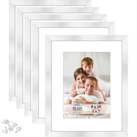 Photo 1 of Icona Bay 8x10 Silver Picture Frames W/ 5x7 Mat 5 PK Bliss Tabletop Frames
