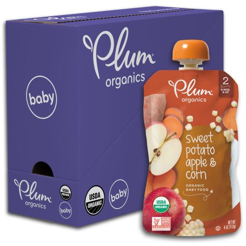 Photo 1 of Plum Organics Baby Second Blends Sweet Potato Corn and Apple 4 Ounce Pouches Baby Food
