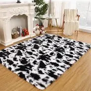 Photo 1 of 3x5 Area Rugs for Living Room, Machine Washable Soft Shaggy Rugs Fluffy Carpets, Non-Slip Indoor Floor Carpet for Living Room, Kids Baby Boys Teen Dorm Home Decor Aesthetic, Black&grey Tie-dyed Black&grey 3x5 Feet