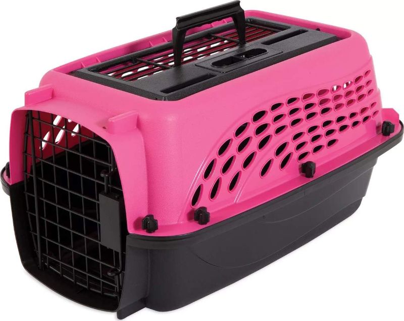 Photo 1 of 
Petmate Two Door Pet Kennel for Pets up to 15 Pounds, Pink/Black, 19" Long, Made in USA