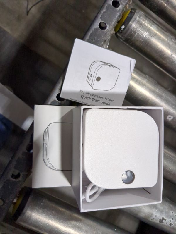 Photo 1 of Phomemo Label Maker Machine with Tape - Portable Bluetooth Label Maker P12 PRO, Handheld Inkless Thermal Transfer Label Printer Rechargeable Labeler with Multiple Template Icon Font for Smartphone 1 Tape White-Gray