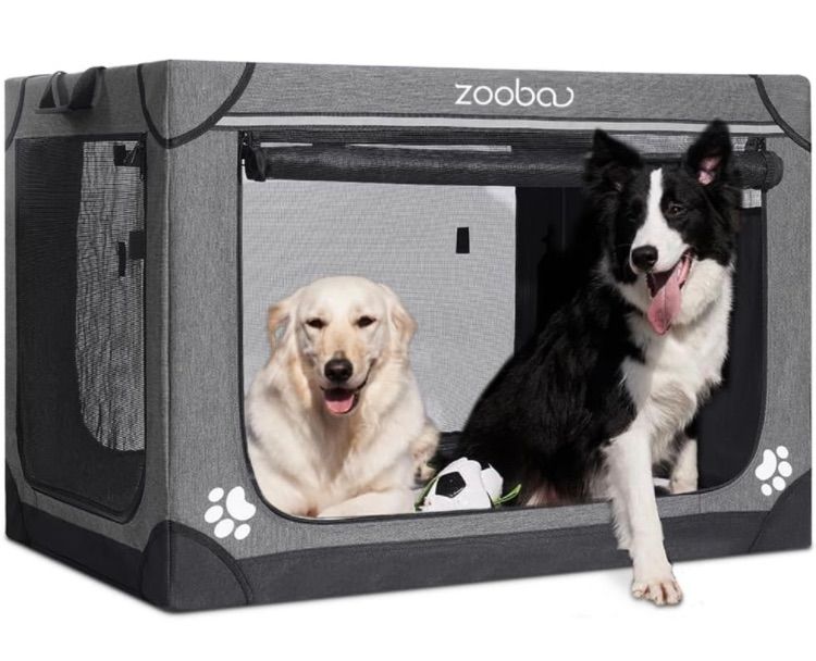 Photo 1 of 42" Portable Soft Dog Crate for Large Dogs - Collapsible Travel Kennel with Carry Bag, Charcoal Gray